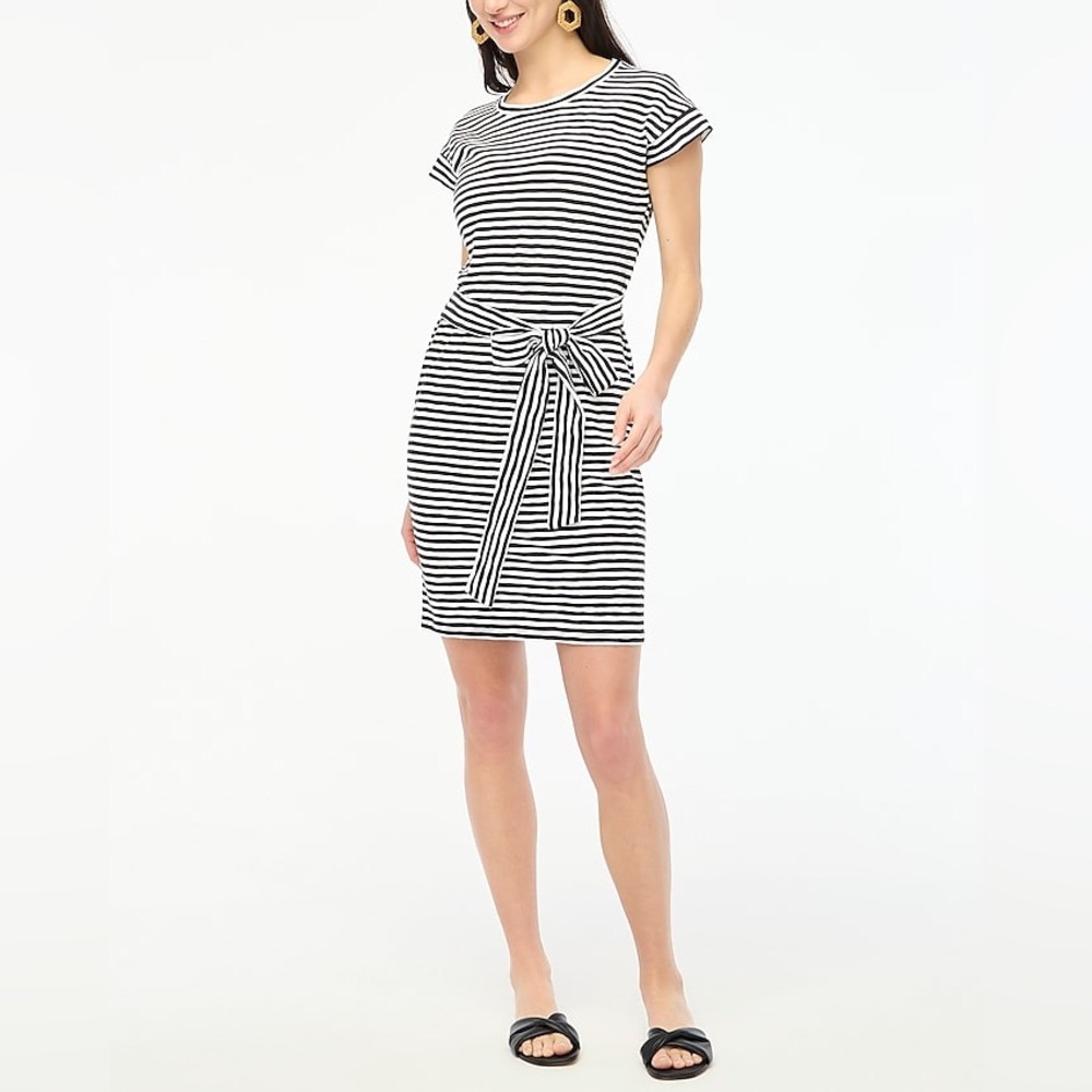 J. Crew Short-sleeve striped tie-waist T-shirt dress Size L